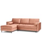 Canapé d'angle gauche Velours Santo 4 Places rose - 236x170x90 cm