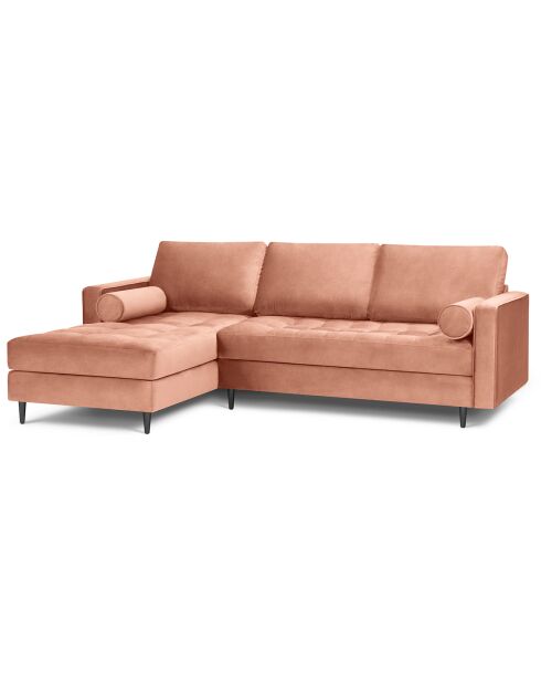 Canapé d'angle gauche Velours Santo 4 Places rose - 236x170x90 cm