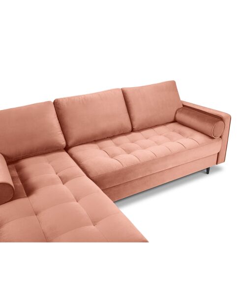 Santo Velours 4-zitsbank met roze linkerhoek - 236x170x90 cm