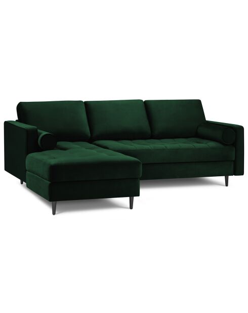 Canapé d'angle gauche velours santo 4 places vert bouteille - 236x170x90 cm