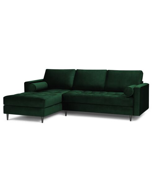 Canapé d'angle gauche velours santo 4 places vert bouteille - 236x170x90 cm