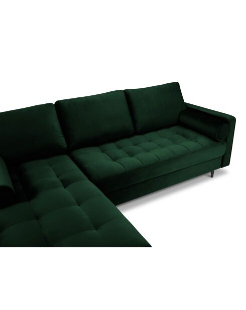 Canapé d'angle gauche velours santo 4 places vert bouteille - 236x170x90 cm