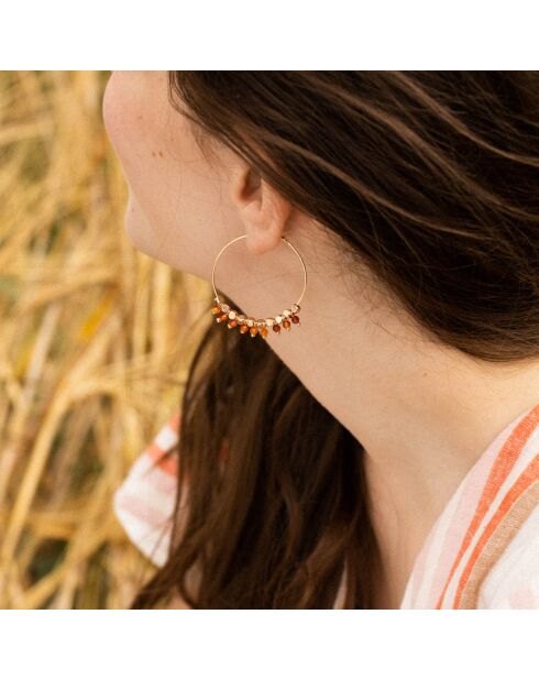 Boucles d'oreilles créoles Virgo Agate en laiton doré