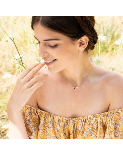 Collier Barbara Labradorite, Acqua Calci, Améthyste, Quartz rose & Pierre de Lune en laiton doré