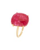 Bague ajustable Charlize Cyanite rouge en laiton doré