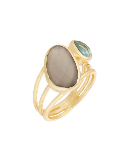 Bague Florika Pierre de Lune & Topaze en laiton doré