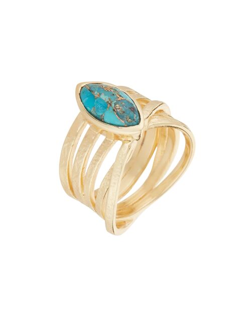 Bague Yris Turquoise en laiton doré