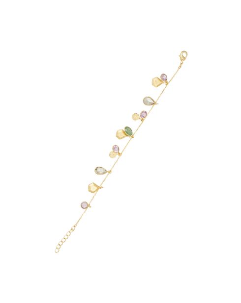 Bracelet Esmeralda Aventurine & Améthyste en laiton doré