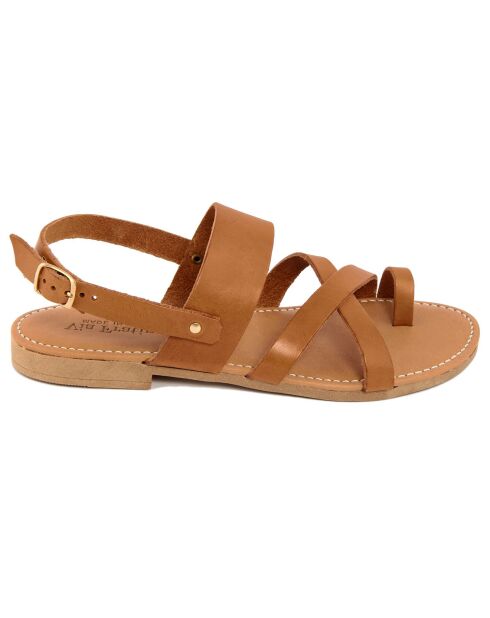 Samantha camel leren sandalen