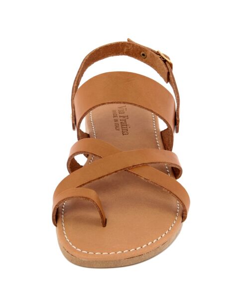 Samantha camel leren sandalen