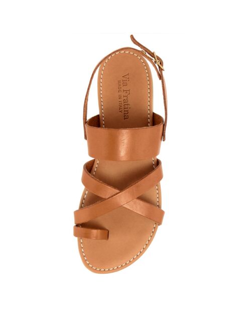 Samantha camel leren sandalen
