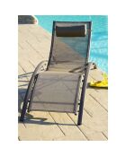 2 Chaises longues en aluminium et textilène cappuccino - 170x63x30 cm