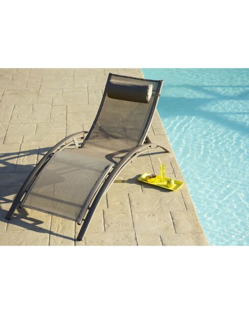 2 Chaises longues en aluminium et textilène cappuccino - 170x63x30 cm