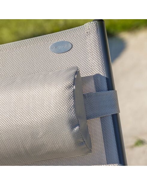 2 Bains de soleil CL76 en aluminium gris anthracite et textilène gris - 170x63x30 cm