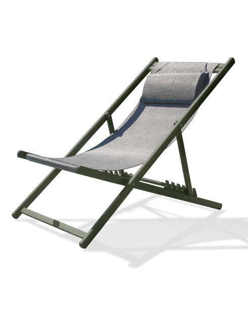 Julia Chilean aus Textilene und khakifarbenem Aluminium - 93/102x58x100/79 cm