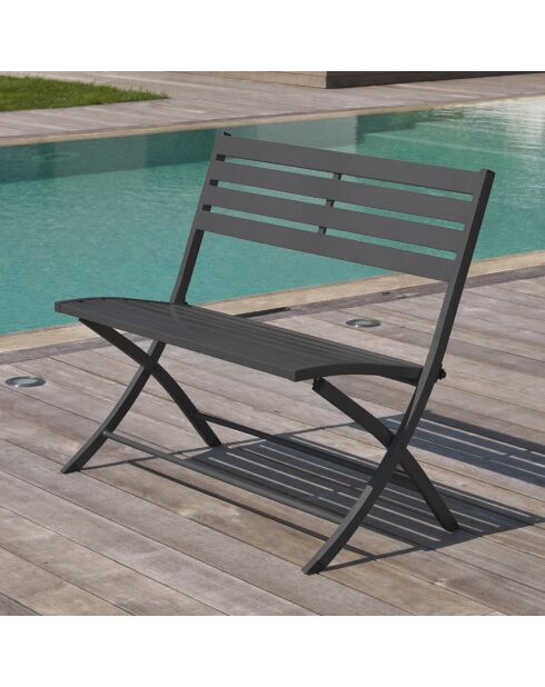 Banc de jardin pliant marius en aluminium anthracite - 95x41x82 cm