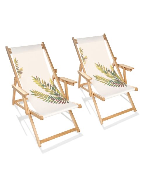 2 Chiliennes pliantes lona en bois d'eucalyptus et toile vertes - 96x51x102 cm