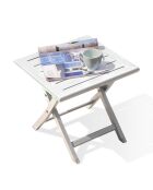 Table basse de jardin pliante Marius en aluminium blanche  - 43x43x40 cm