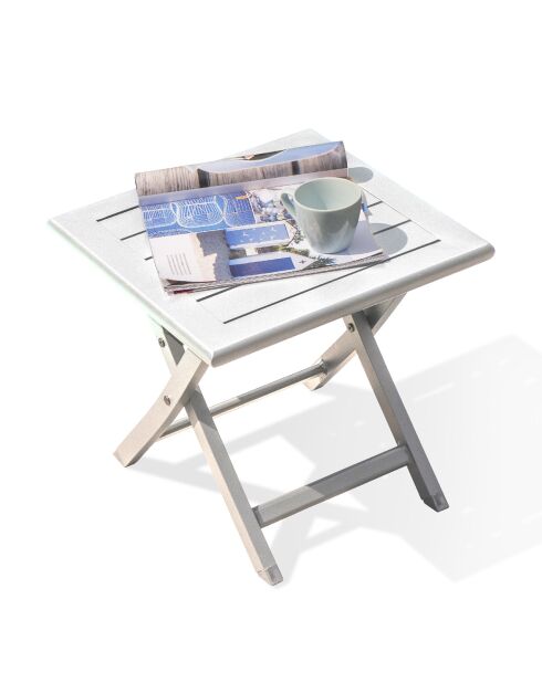 Table basse de jardin pliante Marius en aluminium blanche  - 43x43x40 cm