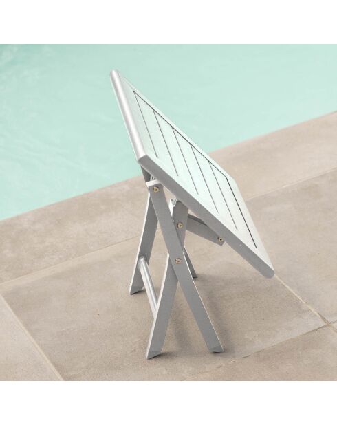 Table basse de jardin pliante Marius en aluminium blanche  - 43x43x40 cm