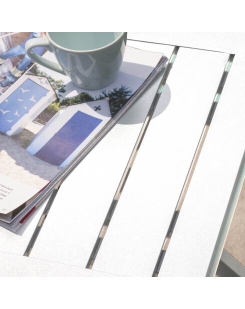 Table basse de jardin pliante Marius en aluminium blanche  - 43x43x40 cm