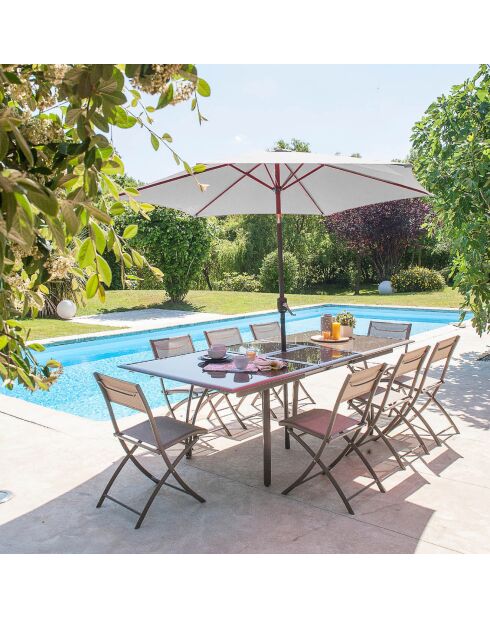 Marbella Regenschirm mit Griff aus grauem Aluminium - D.270x260 cm