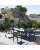 Marbella Regenschirm mit Griff aus grauem Aluminium - D.270x260 cm