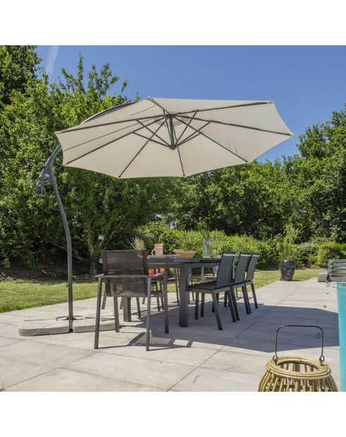 Offset-Sonnenschirm Malaga aus grauem Aluminium - D.300x265 cm