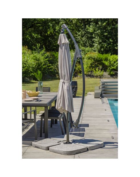 Offset-Sonnenschirm Malaga aus grauem Aluminium - D.300x265 cm