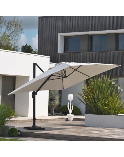 Offset-Sonnenschirm Sevilla aus grauem Aluminium - 400x300x265 cm