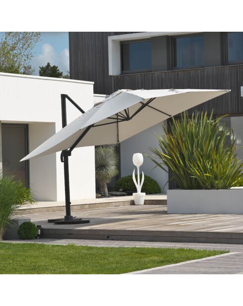 Offset-Sonnenschirm Sevilla aus grauem Aluminium - 400x300x265 cm