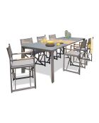 Gartenset Honfleur Table + 6 anthrazitgraue Sessel