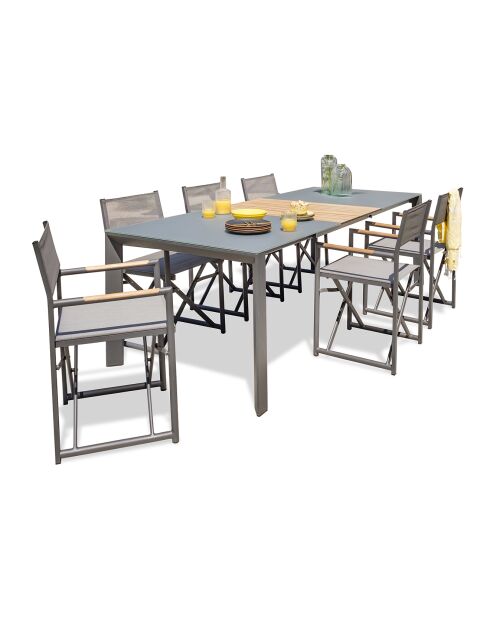 Gartenset Honfleur Table + 6 anthrazitgraue Sessel