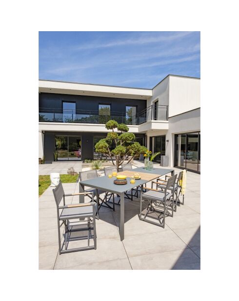 Gartenset Honfleur Table + 6 anthrazitgraue Sessel