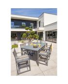 Gartenset Honfleur Table + 6 anthrazitgraue Sessel