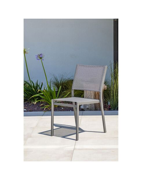 Gartenset Stockholm-TB225-ALU Tisch + 4 Stühle Stockholm Anthrazitgrau