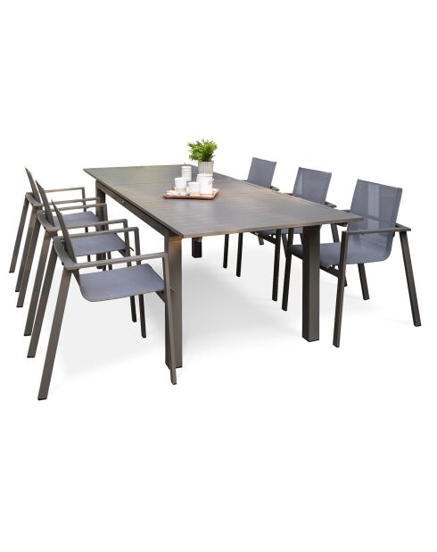 Gartenset Zahara-TB240 Tisch+6 Stapelstühle Zahara-FT taupe