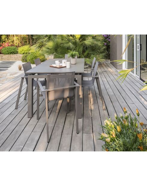 Gartenset Zahara-TB240 Tisch+6 Stapelstühle Zahara-FT taupe