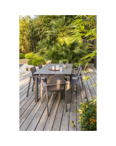 Gartenset Zahara-TB240 Tisch+6 Stapelstühle Zahara-FT taupe