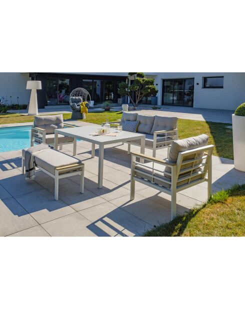 Cayenne Essgruppe aus weißem Aluminium für 7 Personen