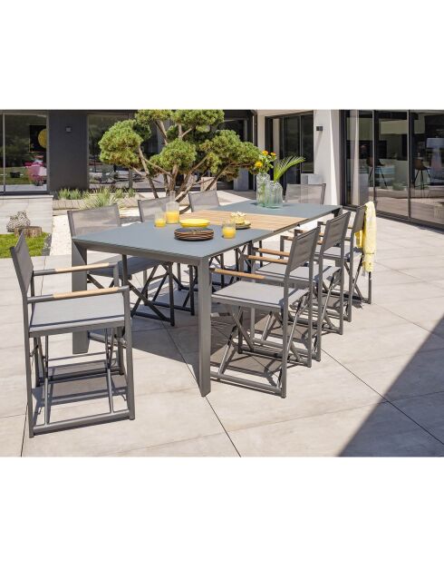 Gartenset Honfleur Table + 8 anthrazitgraue Sessel