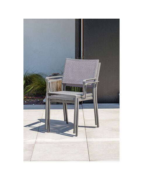 Gartenset Stockholm-TB225-ALU Tisch + 6 Stühle +2 Sessel Stockholm Anthrazitgrau