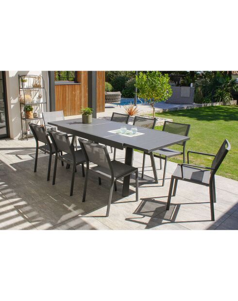 Gartenset Stockholm-TB225-ALU Tisch + 6 Stühle +2 Sessel Stockholm Anthrazitgrau
