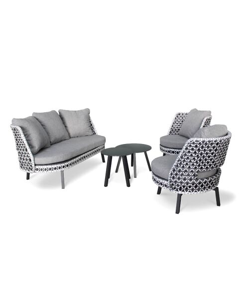 Salon de jardin Agadir 4 personnes avec coussins gris