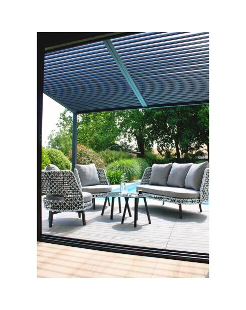 Salon de jardin Agadir 4 personnes avec coussins gris