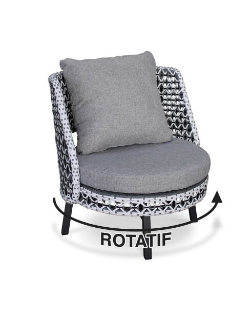 Salon de jardin Agadir 4 personnes avec coussins gris