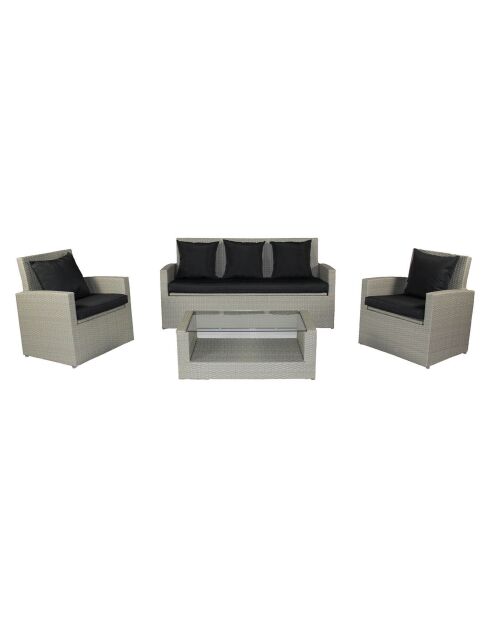 Salon de jardin Porto-Vecchio 5 personnes en résine tressée gris