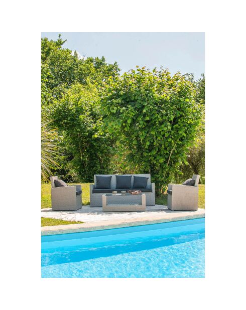 Salon de jardin Porto-Vecchio 5 personnes en résine tressée gris
