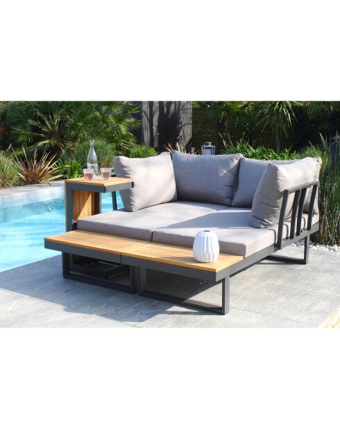 Tokyo 4-Sitzer-Gartenmöbel aus Akazienholz und anthrazitfarbenem Aluminium