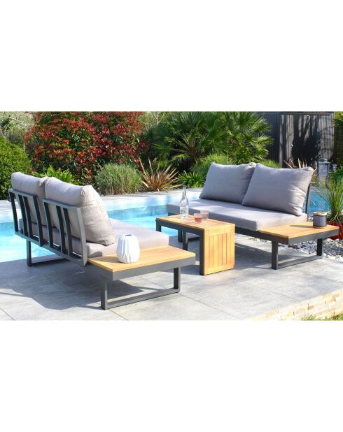 Tokyo 4-Sitzer-Gartenmöbel aus Akazienholz und anthrazitfarbenem Aluminium